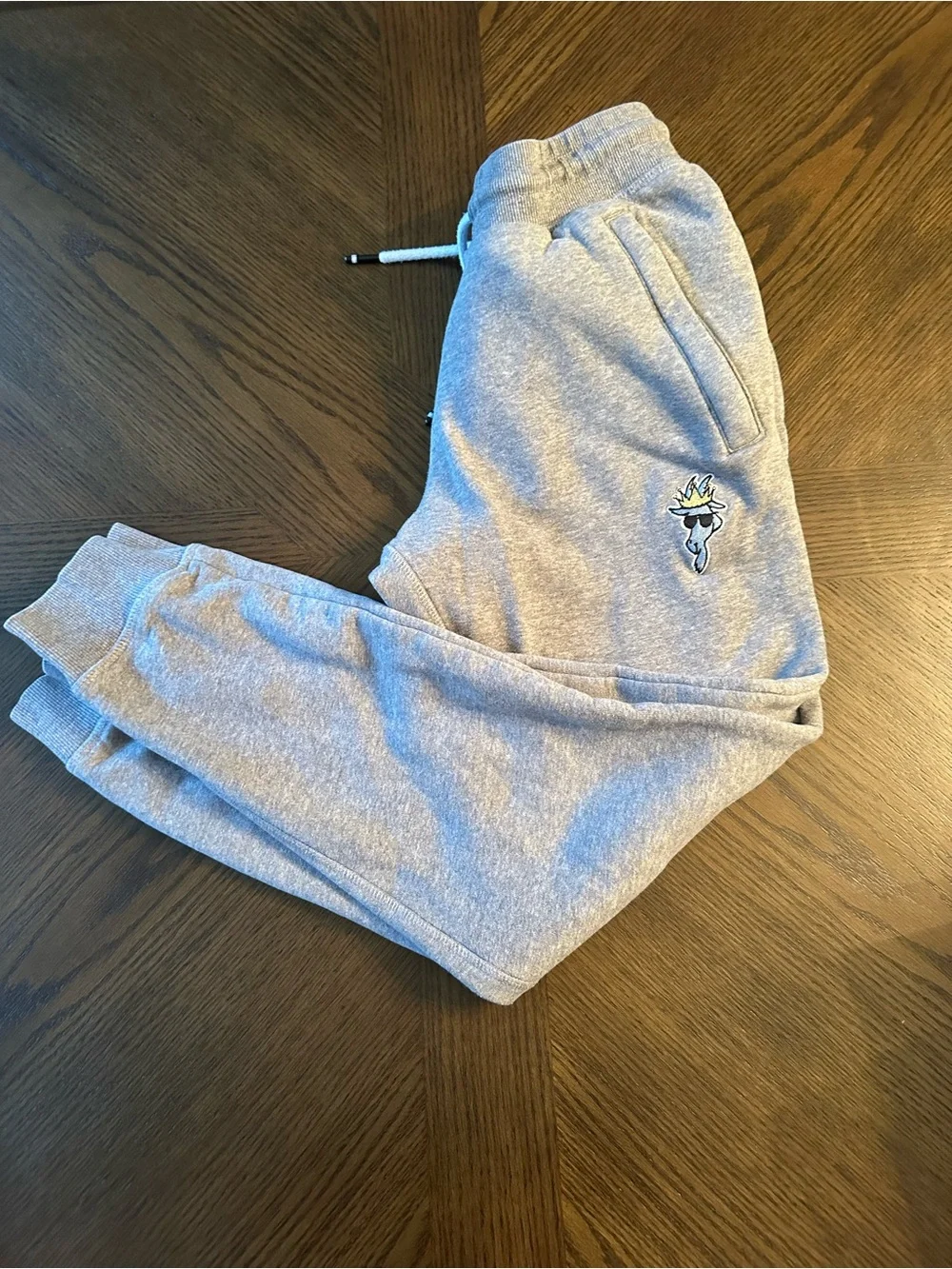 Heather Gray Men's Jogger Sweatpants with Drawstring and Embroidered Logo